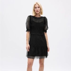 GAP Puff Sleeve Mesh Mini Dress